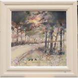 Emma Davis RSW (Contemporary) ''Warm Autumn Glow'' Signed, inscribed verso, oil on board, 60cm by