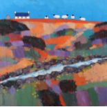 David Body (Contemporary) ''Sheep and stream'' Signed and inscribed verso, oil on canvas, 60cm by