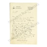 Kipling (Rudyard) Autograph Letter Signed, in response to a poet who has asked for Kipling's opinion