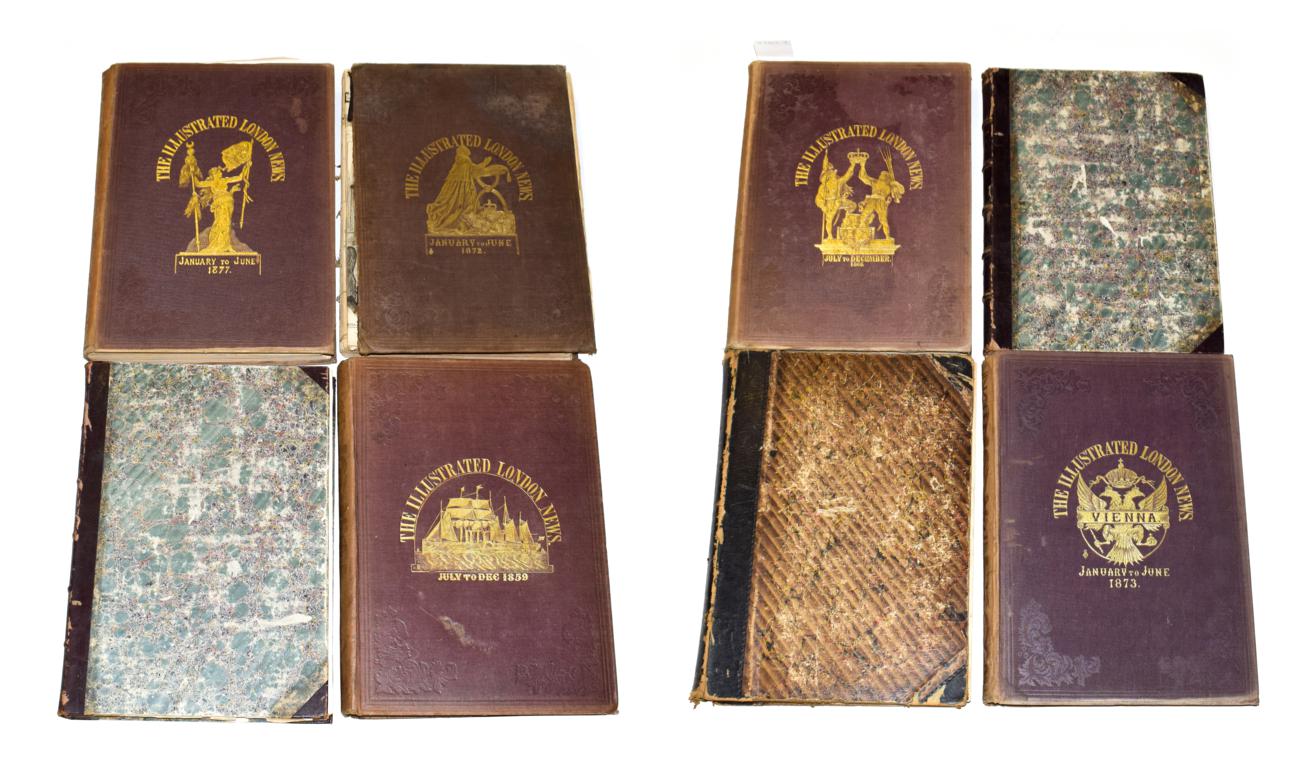 Illustrated London News bound volumes comprising, July-Dec. 1847; July - Dec. 1848; July-Dec 1859;