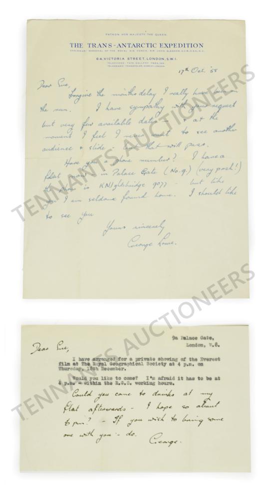 Lowe (George) Mixed Type and Autograph Letter Signed, no date, inviting 'Sue' to a private showing