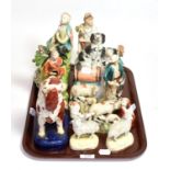 Assorted 19th century Staffordshire figures including Elijah, various animals etc. (qty) (a.f.)