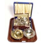 Silver including napkin rings and salts, various dates and makers; and assorted plated wares (qty)