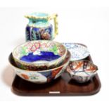 A quantity of decorative ceramics including a 20th century blue and white pierced Meissen plate (