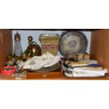 A quantity of miscellaneous items including Bohemian gilt decorated glassware, silver plated tray,