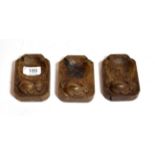 Three Robert Mouseman Thompson ash trays (3)