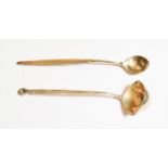 A Georg Jensen Sterling silver acorn pattern toddy ladle; together with a spoon (2)