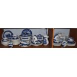 A quantity of Adam's blue and white English Scenic pattern dinner and teawares; together with