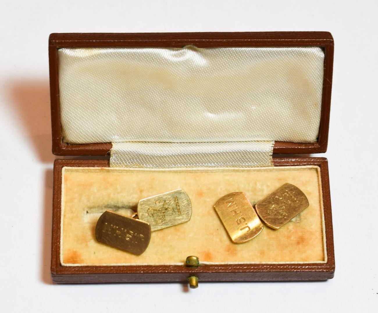 A pair of 9 carat gold cufflinks. Gross weight 8.7 grams.