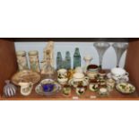 A collection of ceramics, glass and metal wares, including Torquay, Crown Staffordshire, Belleek,