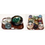 A collection of twenty four 20th century paperweights and a dish (25)