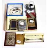 A silver Garrard dish in box, Asprey & Co cased silver spoon, pencil stamped sterling silver, Mappin
