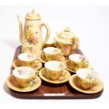 Royal Worcester blush ivory tea and coffee wares, including; coffee pot, tea pot, sugar bowl and six