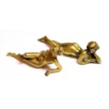 Austrian School (early 20th century) Reclining female nude,stamped WHK, initialled 'HV', gilt