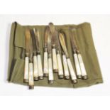 A set of twelve silver and mother of pearl butter knives, Hutton & Sons, Sheffield, 1911, silver
