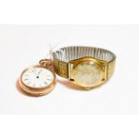 A gold plated Tudor Oyster wristwatch on expanding bracelet; and an American Waltham pocket watch