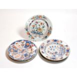 Six various Chinese porcelain polychrome plates, Qianlong, floral decoration, (a.f.) (6)