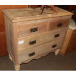 Occasional table; a three height pine chest; and a marble top pine chest (3)
