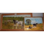 William E.Leng (20th century) Two ploughing scenes, signed, oil on board, 29cm by 59cm; 24.5cm by