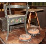 A Victorian inlaid olive wood occasional table, stamped 'Jewish Society London'; together with two