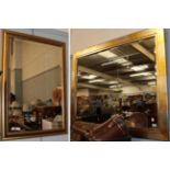 A large modern gilt framed mirror; and two smaller examples (3)