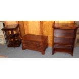 Reproduction furniture comprising: A revolving bookcase, open book case walnut T.V cabinet and a