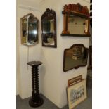 A modern heavily carved wall mirror, fruit pediment; with three other wall mirrors and a