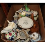 A box of miscellaneous 19th and 20th century pottery and porcelain (a.f.) (qty)