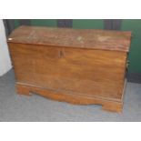 A 19th century pine dome top chest, with carrying handles to the sides, 140cm wide