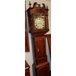 ~ An oak and mahogany eight day longcase clock, arch painted dial signed Robt Forster, Corbridge,