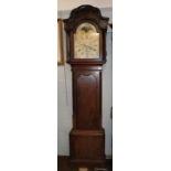 ~ An oak thirty hour longcase clock, arch silvered dial signed Edmd Scholfield, Rochdale, late