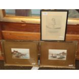 Two early 20th century watercolours of the Humber monogrammed SH; and another (3)