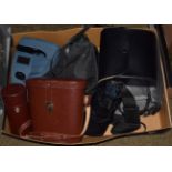 Super Zenith Binoculars and case, Carl Zeiss Jena binoculars an case, Praktica 35mm camera body