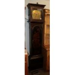 ~ A black chinoiserie eight day longcase clock, square brass dial bearing an inscription Thos