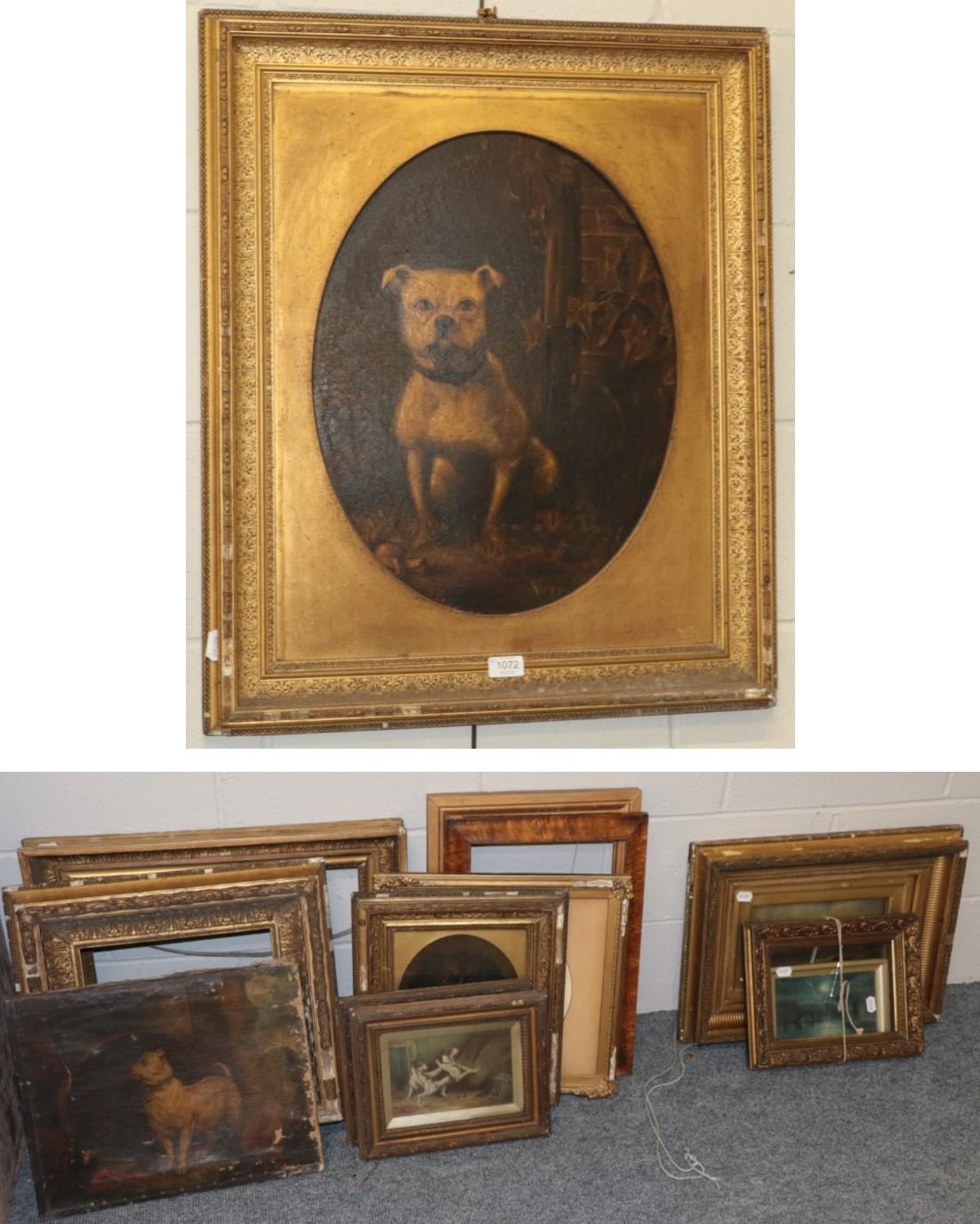 English School (19th century) Portrait of William Young Kirk Young's bulldog, oil on board; with