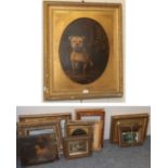 English School (19th century) Portrait of William Young Kirk Young's bulldog, oil on board; with