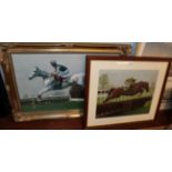 M. Speight (Contemporary) Desert Orchid clearing a fence, signed oil on canvas; together with a