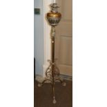 A Victorian brass telescopic oil lamp stand a/f