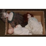 Bahr & Proschild bisque 309 shoulder head doll, with fixed large blue eyes, open mouth, brown wig,
