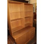 A modern oak bookcase cabinet