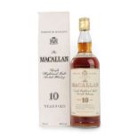 The Macallan Single Highland Malt Scotch Whisky 10 Years Old, 1980s/1990s bottling, 40% vol 75cl, in