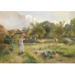 Ernest Walbourn (1872-1927) The vegetable patch Signed, oil on canvas, 90cm by 128.5cm See