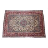 Isfahan Carpet Central Iran, circa 1965 The cream field of scrolling vines and palmettes around a