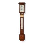 A Good Mahogany Stick Barometer, signed F.Cox, 100 Newgate St, London, circa 1850, concealed mercury