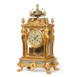 An Ormolu and Champleve Enamel Striking Mantel Clock, signed Lemaistre A Paris, circa 1880,