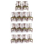 Arthur Brett of Norwich: A Set of Fourteen Chippendale Revival Mahogany Dining Chairs, late 20th