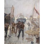 Frank Henry Mason RI, RBA (1876-1965) On the trawler Signed and dated 1898, oil on canvas, 49.5cm by