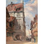 William Callow (1812-1908) ''The Market Place, Coburg'' Signed and dated 1865, watercolour, 64cm