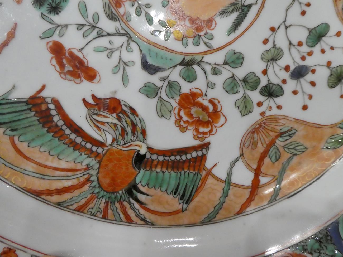 A Chinese Porcelain Dish, Kangxi, painted in famille verte enamels with a birds amongst foliage - Image 6 of 11