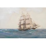 Montague Dawson FRSA RSMA (1895-1973) Clipper ship on high seas Signed, watercolour, 42.5cm by